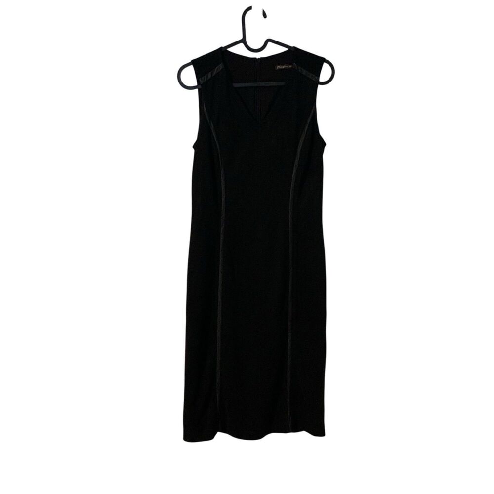 J Mclaughlin Womens Black Dominique Faux Suede Sleeveless Sheath Dress XS Party
